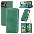 thumbnail image 1 of Flip Wallet Case Compatible with iPhone 16 Pro Max, PU Leather Magnetic Folio Cover with with Card Holder & Stand Function Shockproof Durable Full Protection Phone Case, for Men Women, Green, 1 of 5