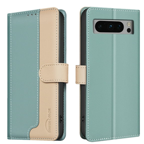 Flip Wallet Case for Google Pixel 9 Pro XL, Luxury PU Leather Magnetic Folio Cover with RFID Blocking Credit Card Holder,Kickstand - TPU Shockproof TPU Inner Durable Protective Phone Case,Green