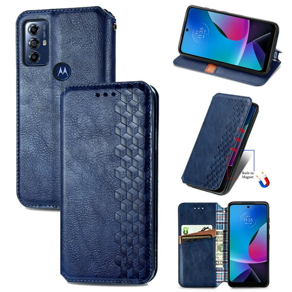 Flip Wallet Case for Motorola G Stylus 5G (2024), Premium PU Leather Luxury Case with Kickstand & Card Slots, Magnetic Closure Inner Soft TPU Shockproof Protective Case for Women Men, Blue