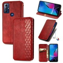 Flip Wallet Case for Motorola Moto G 5G (2024), Premium PU Leather Luxury Case with Kickstand & Card Slots, Magnetic Closure Inner Soft TPU Shockproof Protective Case for Women Men, Red