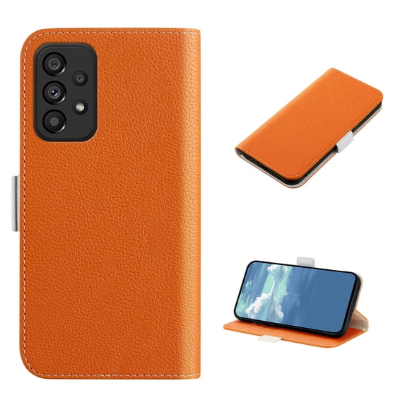 Flip Wallet Case for Samsung Galaxy A73 5G,Premium PU Leather Flip Folio Wallet Case with Card Slot Magnetic Closure Shockproof Protective Cover for Samsung Galaxy A73 5G 6.7 inch 2022 - Orange
