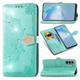 thumbnail image 1 of Flip Wallet Case for Samsung Galaxy S21, Bling Diamond Embossed Cover [Premium PU Leather+TPU Bumper][3 Card Slots][Stand Function][Magnetic Closure][Wrist Strap] Shockproof Case,Green, 1 of 9