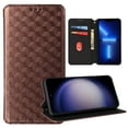 thumbnail image 1 of Flip Wallet Case for Samsung Galaxy S21 Plus, Plating PU Leather with RFID Blocking Credit Card & Cash Slot Kickstand Magnetic Closure Full Protective Phone Cover Women Men, Brown, 1 of 10