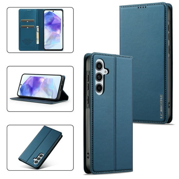 Flip Wallet Case for Samsung Galaxy S23 FE with Credit Card Slot, PU Leather Slim Phone Case for Women Men with Stand Shockproof Protective Back Cover for Apple Samsung Galaxy S23 FE, Blue