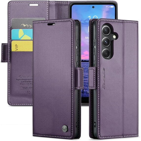 Flip Wallet Case for Samsung Galaxy S24 Plus, with RFID Blocking Credit Card Slot Kickstand Magnetic Closure Protective Cover for Samsung Galaxy S24 Plus 5G (2024) (Purple)