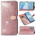 thumbnail image 1 of Flip Wallet Case for Samsung Galaxy S24 Ultra, Bling Diamond Embossed Cover [Premium PU Leather+TPU Bumper][3 Card Slots][Stand Function][Magnetic Closure][Wrist Strap] Shockproof Phone Case,Rosegold, 1 of 12