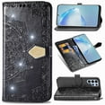 thumbnail image 1 of Flip Wallet Case for Samsung Galaxy S24 Ultra, Bling Diamond Embossed Cover [Premium PU Leather+TPU Bumper][3 Card Slots][Stand Function][Magnetic Closure][Wrist Strap] Shockproof Phone Case,Black, 1 of 12