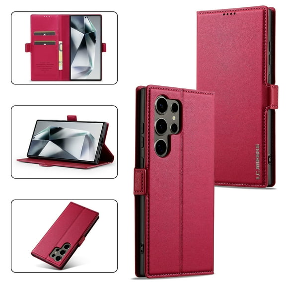 Flip Wallet Case for Samsung Galaxy S25 Ultra with Credit Card Slot, PU Leather Slim Phone Case for Women Men with Stand Shockproof Protective Back Cover for Samsung Galaxy S25 Ultra, Red