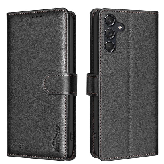 Flip Wallet Case For Samsung Galaxy S25,With RFID Blocking Credit Card Holder,Cash Pocket,PU Leather Flip Folding Kickstand Shockproof Rugged Anti-fall Phone Case Cover,Black