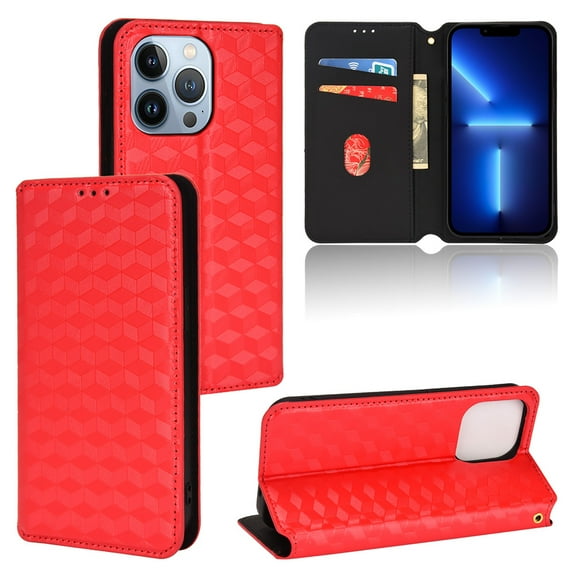 Flip Wallet Case for iPhone 11 Pro Max, Plating PU Leather with RFID Blocking Credit Card & Cash Slot Kickstand Magnetic Closure Full Protective Phone Cover Women Men for iPhone 11 Pro Max, Red