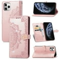thumbnail image 1 of Flip Wallet Case for iPhone 13 Pro Max, Bling Diamond Embossed Cover [Premium PU Leather+TPU Bumper][3 Card Slots][Stand Function][Magnetic Closure][Wrist Strap] Shockproof Phone Case,Rosegold, 1 of 12