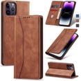 thumbnail image 1 of Flip Wallet Case for iPhone 14 Pro Max 5G,Leather Magnetic Folio Cover with Card Holder,Kickstand - TPU Shockproof Durable Protective Phone Case,Brown, 1 of 7