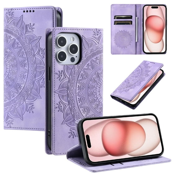Flip Wallet Case for iPhone 16 15 14 13 12 11 Mini Pro Plus ProMax XR XS X,Leather Magnetic Folio Cover with Card Holder,Kickstand - TPU Shockproof Durable Protective Phone Case