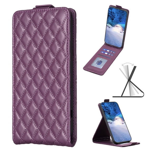 Flip Wallet Case for iPhone 16 Pro Max, PU Leather Magnetic Snap Folio Cover with Card Holder, Kickstand Function - TPU Shockproof Durable Protective Phone Case for iPhone 16 Pro Max, Darkpurple
