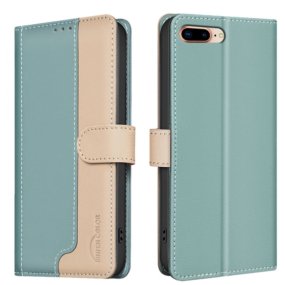 Flip Wallet Case for iPhone 7 / 8 / SE 2022 & 2020, Luxury PU Leather Magnetic Folio Cover with RFID Blocking Credit Card Holder,Kickstand - TPU Shockproof TPU Inner Durable Protective Case,Green