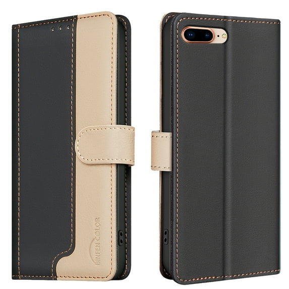 Flip Wallet Case for iPhone 7 / 8 / SE 2022 & 2020, Luxury PU Leather Magnetic Folio Cover with RFID Blocking Credit Card Holder,Kickstand - TPU Shockproof TPU Inner Durable Protective Case,Black