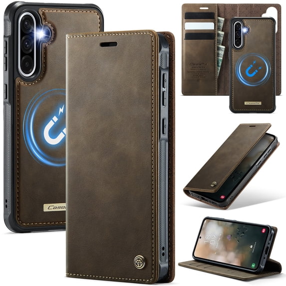 Flip Wallet Case For iPhone Air,Vintage PU Leather Magnetic Folio Cover with Detachable 2 in 1 Cash & Card Holder,Kickstand - Soft inner TPU Shockproof Durable Phone Case,Coffee