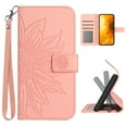 thumbnail image 1 of Flip Wallet Cover Case for Motorola Moto G Power 5G 2024 Phone, Premium PU Leather Embossed Sunflower Shockproof Wrist Strap Lanyard Slim Case for Motorola Moto G Power 5G 2024, Pink, 1 of 8