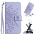 thumbnail image 1 of Flip Wallet Cover Case for Samsung Galaxy A12 Phone, A12 Samsung Case, PU Leather Embossed Sunflower Shockproof Kickstand Lanyard Strap Slim Case for Samsung Galaxy A12 5G 6.5 inch, Lightpurple, 1 of 9