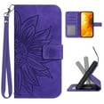 thumbnail image 1 of Flip Wallet Cover Case for iPhone 7 Plus/8 Plus Phone, Premium PU Leather Embossed Sunflower Shockproof Wrist Strap Lanyard Slim Case for iPhone 7 Plus/8 Plus, Darkpurple, 1 of 8