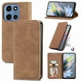 thumbnail image 1 of Flip Wallet Phone Case for Motorola Edge 2025 with Credit Card Slot, RFID Blocking PU Leather with Stand Shockproof and Anti-Scratch Protective Back Cover for Motorola Edge 2025, Brown, 1 of 4
