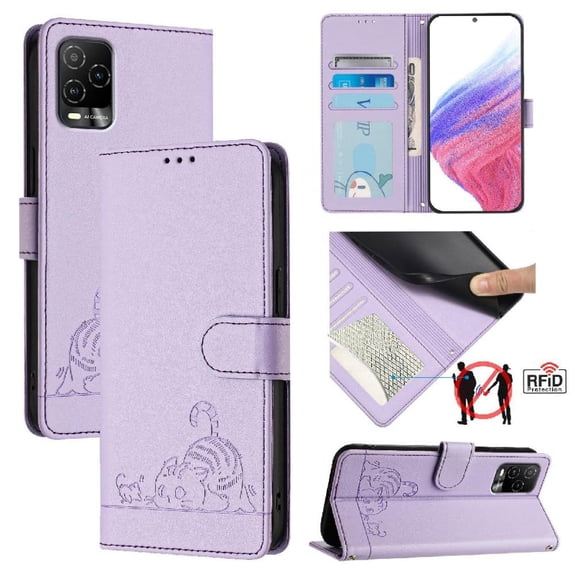 Flip case for GANGXUN BLU View 5 Pro Wallet Case with Kickstand, Card Slots, RFID Block, Cat Design