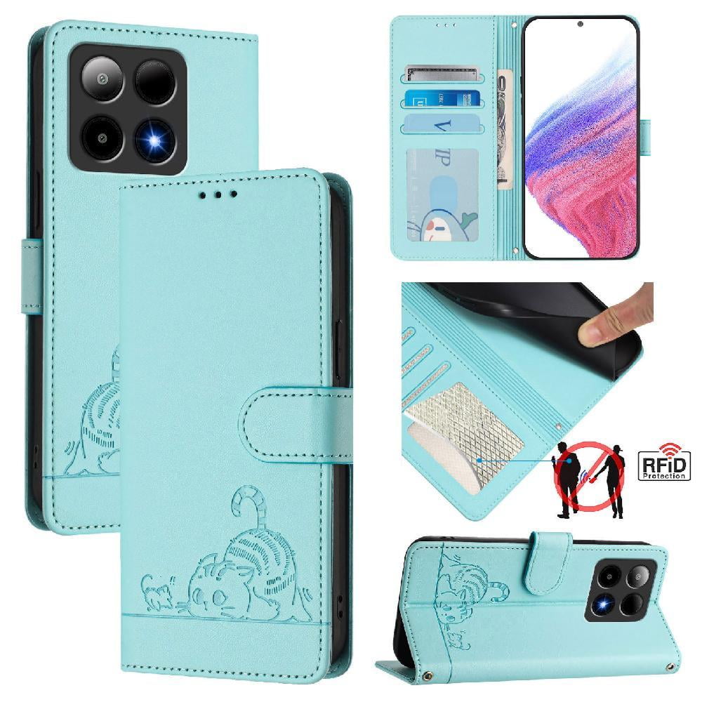 Flip case for GANGXUN Boost Summit 5G 2024 Wallet Case with Kickstand, Card Slots, RFID Block, Cat Design