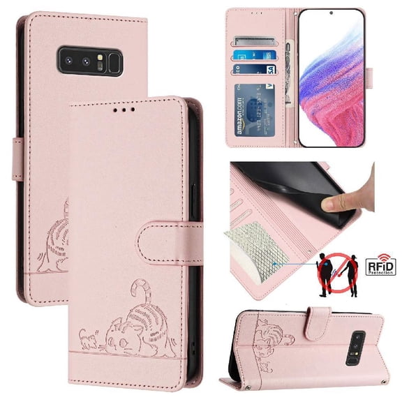 Flip case for GANGXUN Samsung Galaxy Note 8 Wallet Case with Kickstand, Card Slots, RFID Block, Cat Design