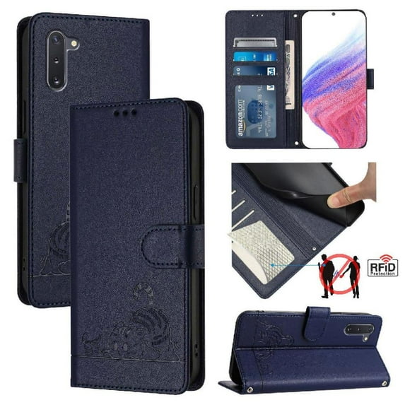 Flip case for GANGXUN Samsung Galaxy note 10 Wallet Case with Kickstand, Card Slots, RFID Block, Cat Design