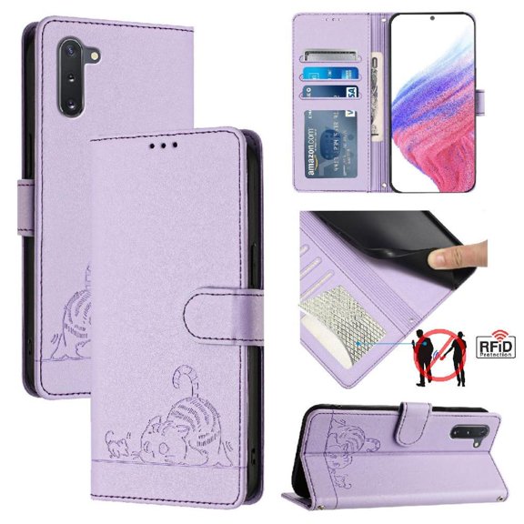 Flip case for GANGXUN Samsung Galaxy note 10 Wallet Case with Kickstand, Card Slots, RFID Block, Cat Design