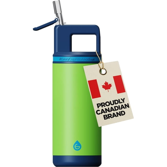 Flip n' Sip 16oz Insulated  Water Bottle - Stainless Steel, Leakproof Flask with Straw -  for Gym, Travel & Outdoor Use - Keeps Water Cold upto 60 hrs - Dino Green