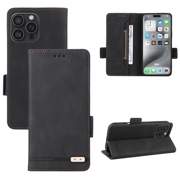 Flip phone case suitable for OPPO A7 magnetic wallet card holder, with buckle bracket cover