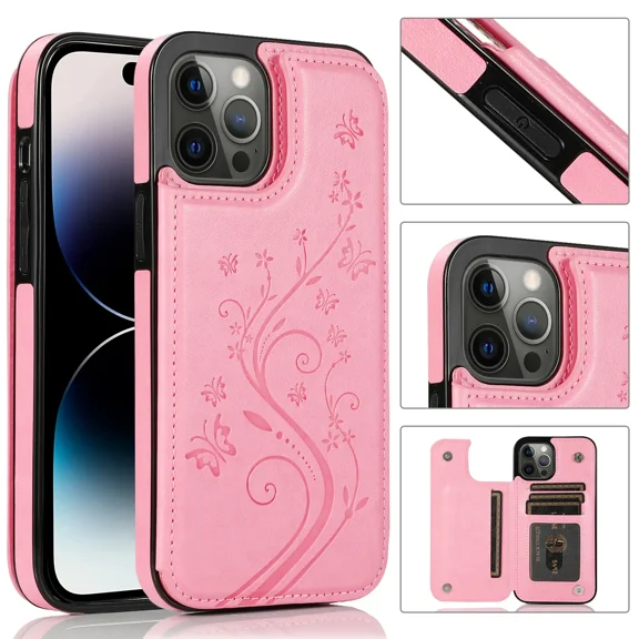 Flip wallet phone case with card holder, PU leather butterfly magnetic back flip phone case, suitable for Samsung A10E/A20E