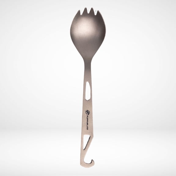 FlipFuel Titanium Spork - Matte Silver Lightweight Utensil - 1 Piece
