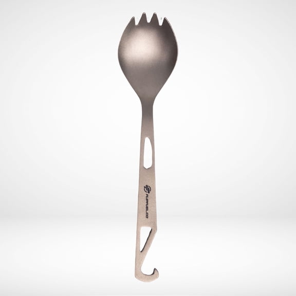 FlipFuel Titanium Spork - Matte Silver Lightweight Utensil - 1 Piece