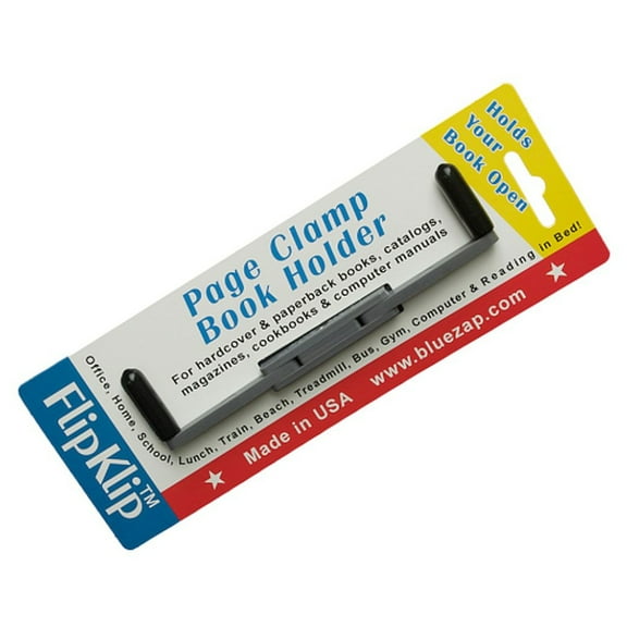 FlipKlip Portable Book Page Holder for Hands Free Reading in Bed, on The Go, on The Treadmill & Exercise Bike - Works on Hardcovers, Paperbacks, Magazines, and Comic, Art, Piano and Recipe Books