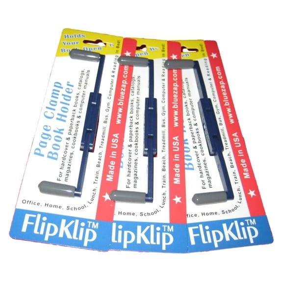 FlipKlip Portable Book Page Holder for Hands Free Reading in Bed, on The Go, on The Treadmill & Exercise Bike - Works on Hardcovers, Paperbacks, Magazines, and Comic, Art, Piano and Recipe Books