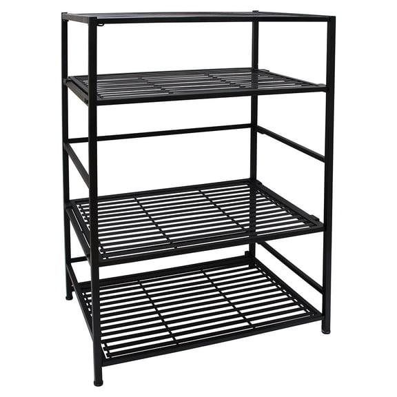 FlipShelf- Heavy Duty Folding Metal Shelf-No Assembly-Bookcase-Style (4 Shelves, Entertainment)