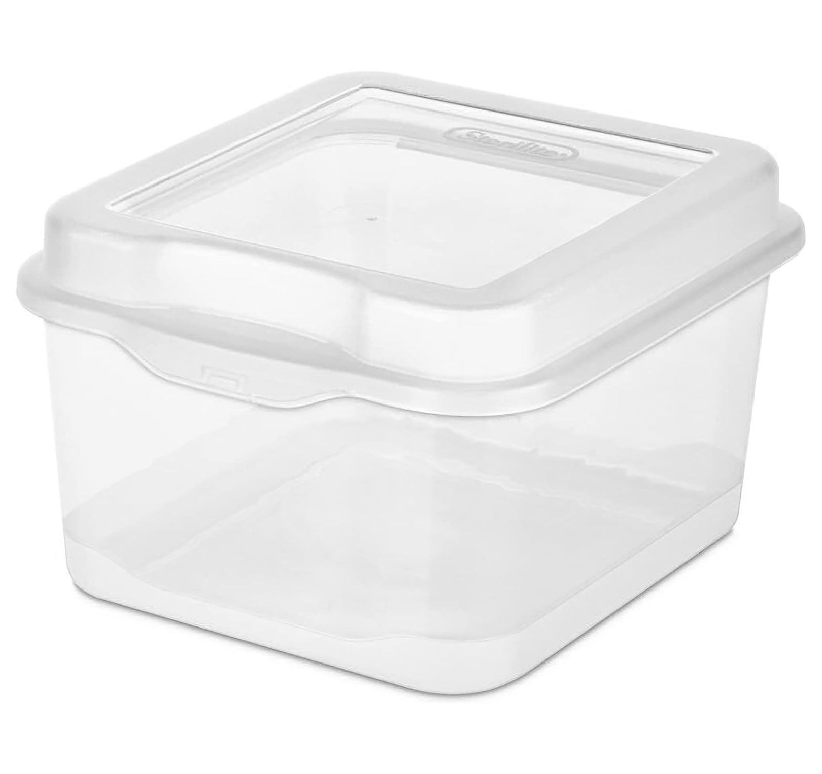 FlipTop, Stackable Small Storage Bin with Hinging Lid, Plastic
