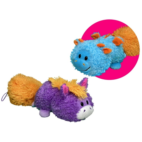 FlipaZoo Magic Tails Blue Dragon to Purple Unicorn 11in Plush Toy