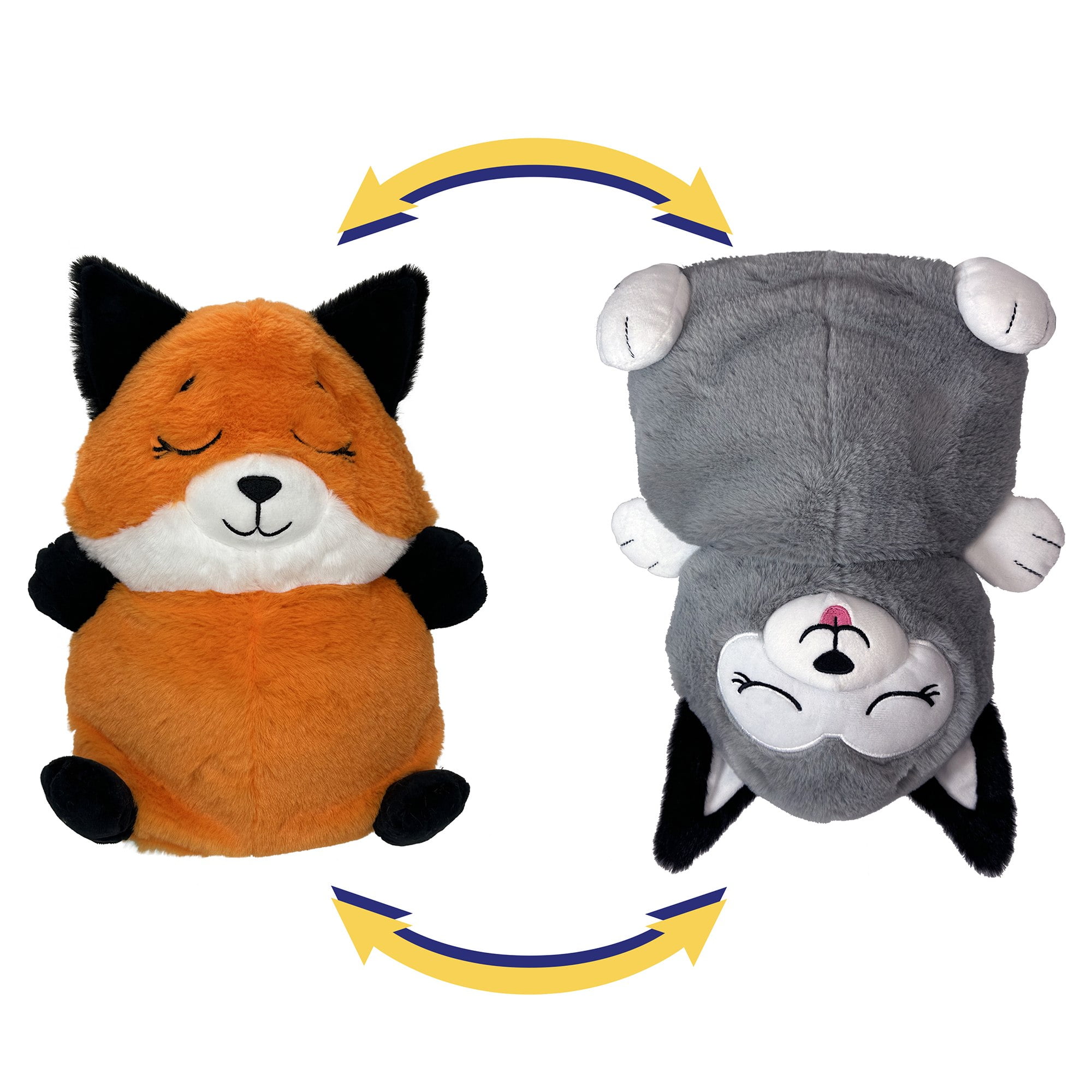 FlipaZoo: Upside Down Inside Out - Fox To Husky - 2-In-1 Animal Plush, Belly Flips To Reveal 2nd Character, Kids Playtime Companion, Plus Bonus Baby