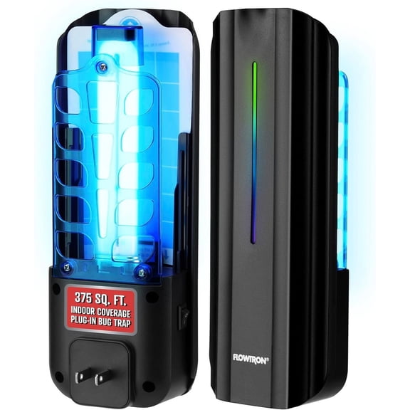 Flowtron Indoor Fly Trap, 9W UV Light, Silent Mosquito & Gnat Catcher, 375 Sq Ft - Black