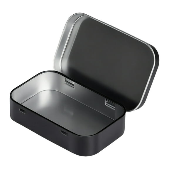 Flipped Top Storage Tin Boxes Sturdy Iron Organizers Containers for Home Office 2 Pieces Set