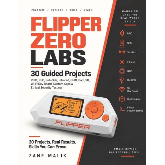 Flipper Zero Labs: 30 Guided Projects for RFID, NFC, Sub-GHz, Infrared, GPIO, BadUSB, Wi-Fi Dev Board, Custom Apps & Eth, (Paperback)