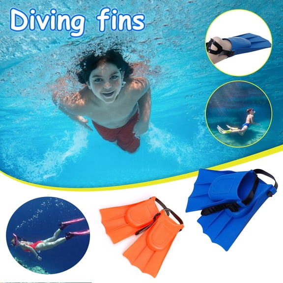 Flippers, Swim Fins, Flippers, Short Youth Flippers Swimming Training Fins for Swimming and Diving, Lap Swimming Pool Snorkeling,Flippers for Beginner,25-30 Yards (one Pair)