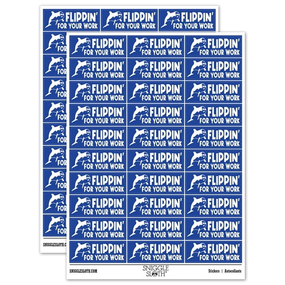 Flippin' For Your Work Dolphin Teacher Student School Sticker Set - Dark Blue - Matte Finish - 1.75" Medium