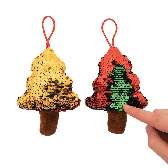Flipping Sequin Christmas Tree Plush - Party Favors - 12 Pieces