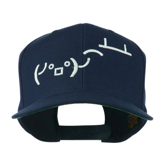 Flipping Table Text Emoticon Embroidered Snapback Cap - Navy OSFM