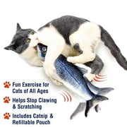 Flippity Fish Cat Toy، لعبة القط التفاعلية، تقلب، يتخبط ويهتز مثل سمكة حقيقية، ألعاب الحيوانات المنشطة بالحركة