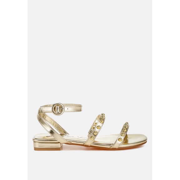 Flippity Studded Ankle Strap Flat Sandals